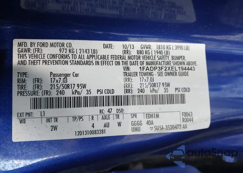 2014 Ford Focus Se из США, поврежденный, VIN 1FADP3F2XEL194443